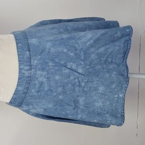 Forever 21 Repurposed Bleached Denim Chambray Skater Mini Skirt M EUC